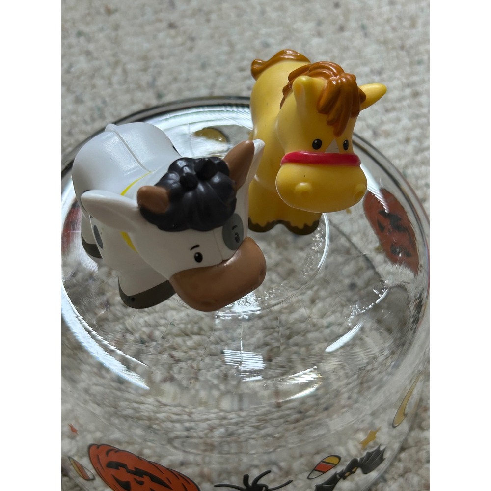 Fisher Price Little People Farm Animals Yellow Horse and Spotted Cow Lot of 2